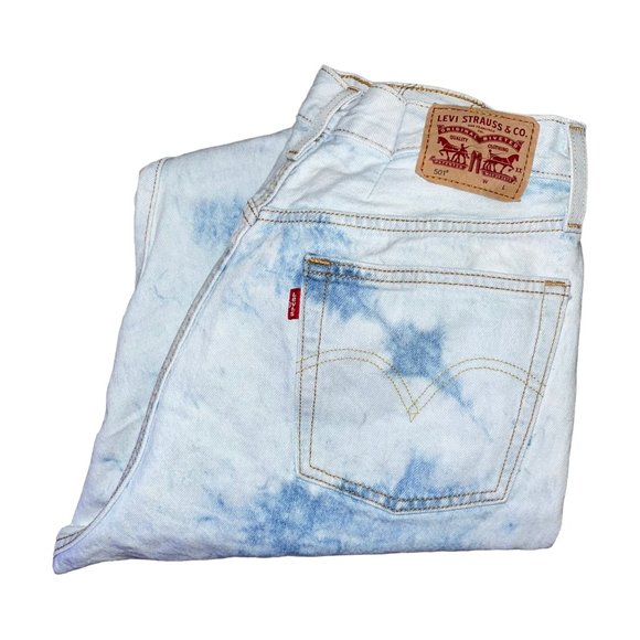 Levi's Other - Levis 501 Button Fly Straight Leg Jeans Mens 32 25 Bleached Stonewash Pockets